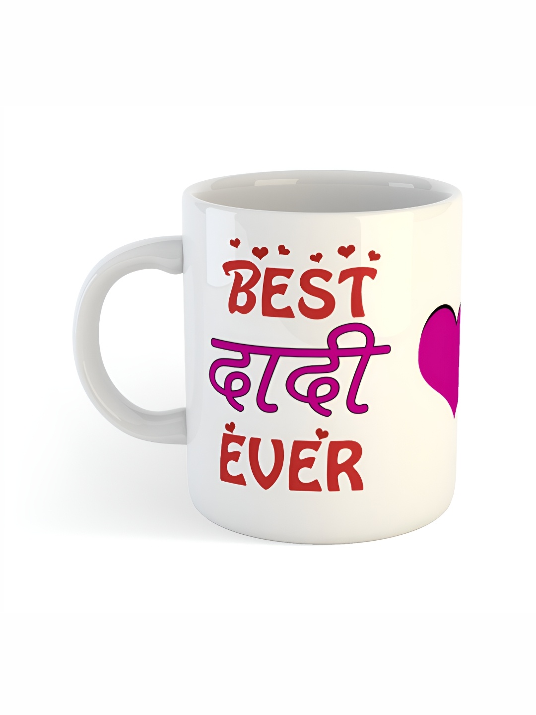 ARTBUG White & Pink Typography Printed Ceramic Glossy Mug 350 ml