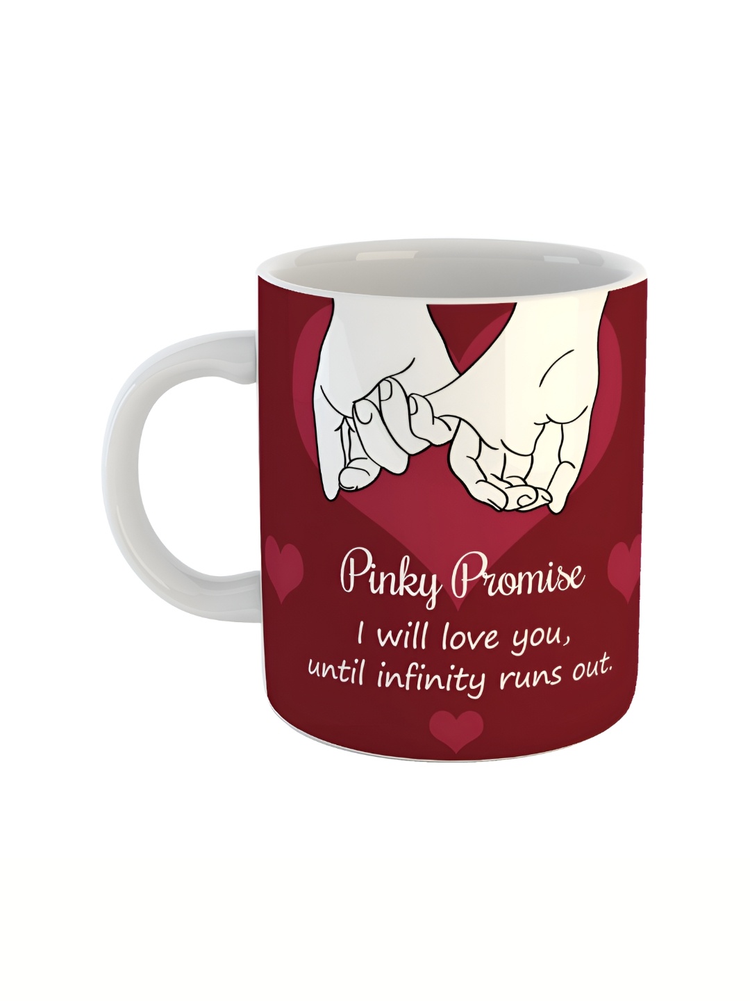 ARTBUG White & Maroon Printed Ceramic Glossy Mug 350 ml