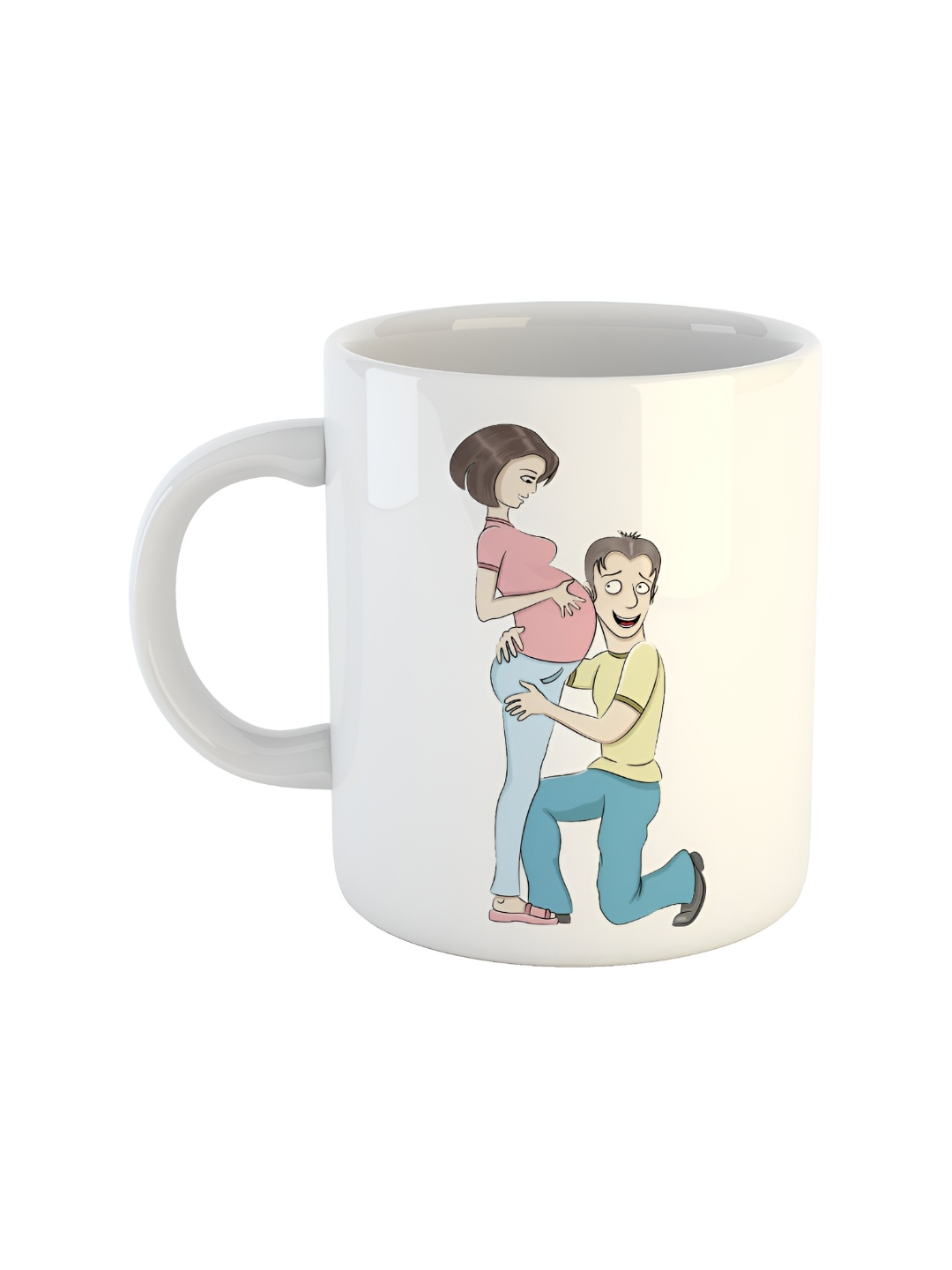 ARTBUG White & Pink Graphic Printed Ceramic Glossy Mug 350 ml