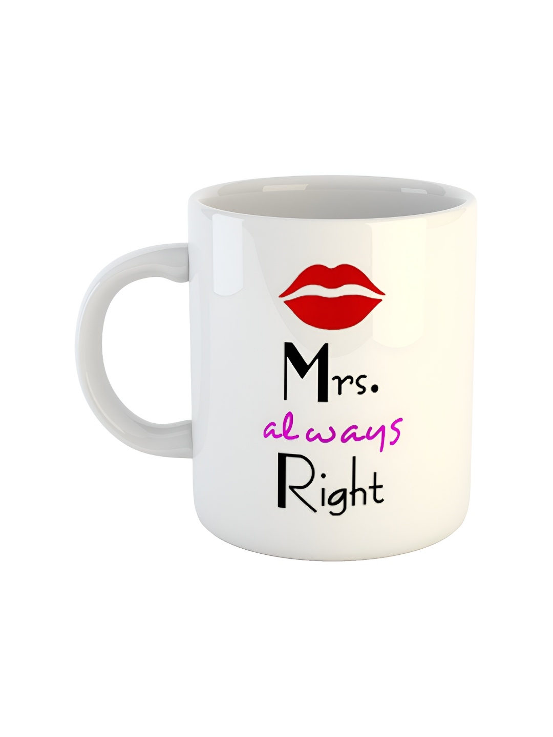 ARTBUG White & Red Typography Printed Ceramic Glossy Mug 350 ml