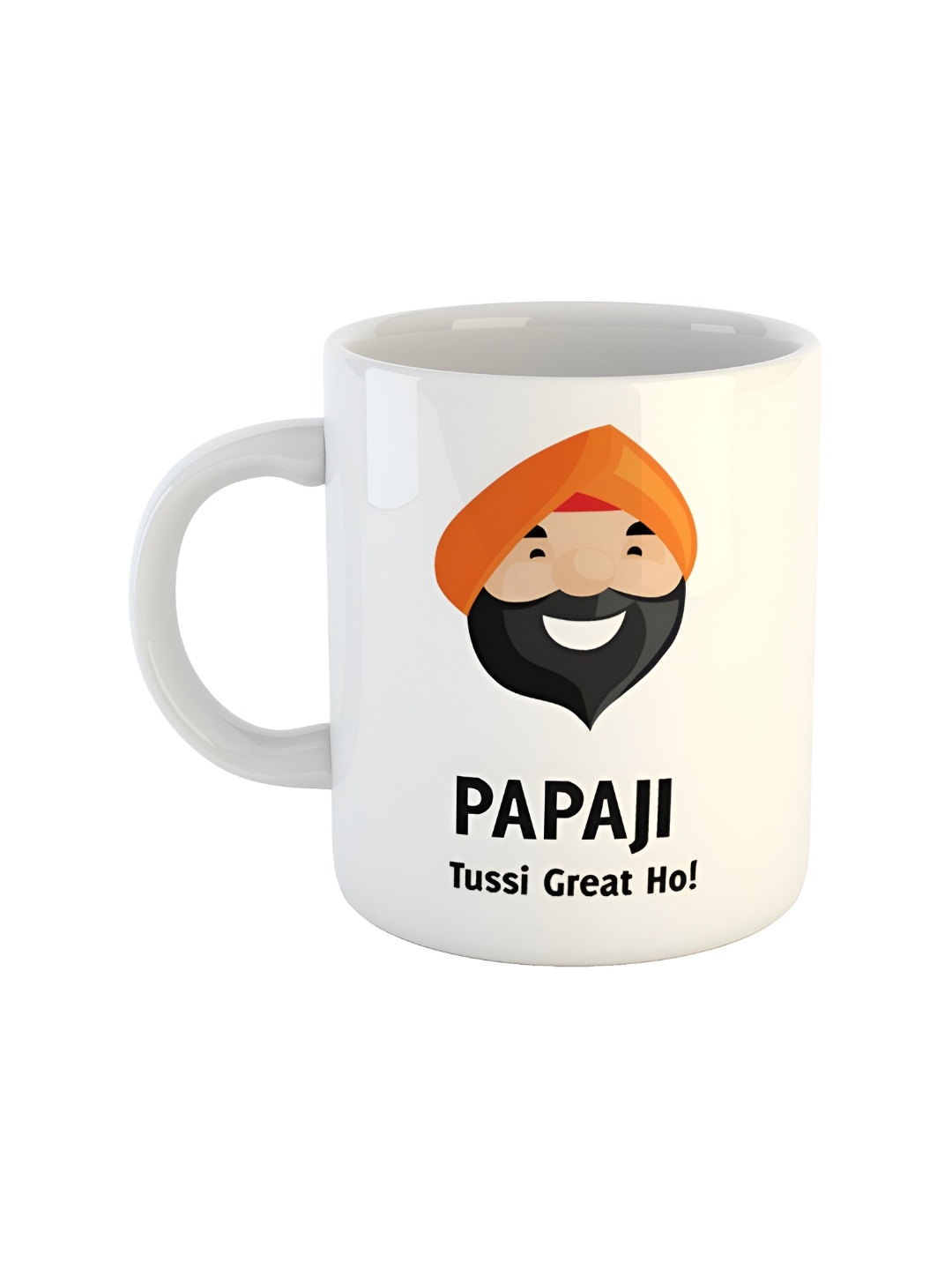 ARTBUG White & Orange Printed Ceramic Glossy Mug 350 ml