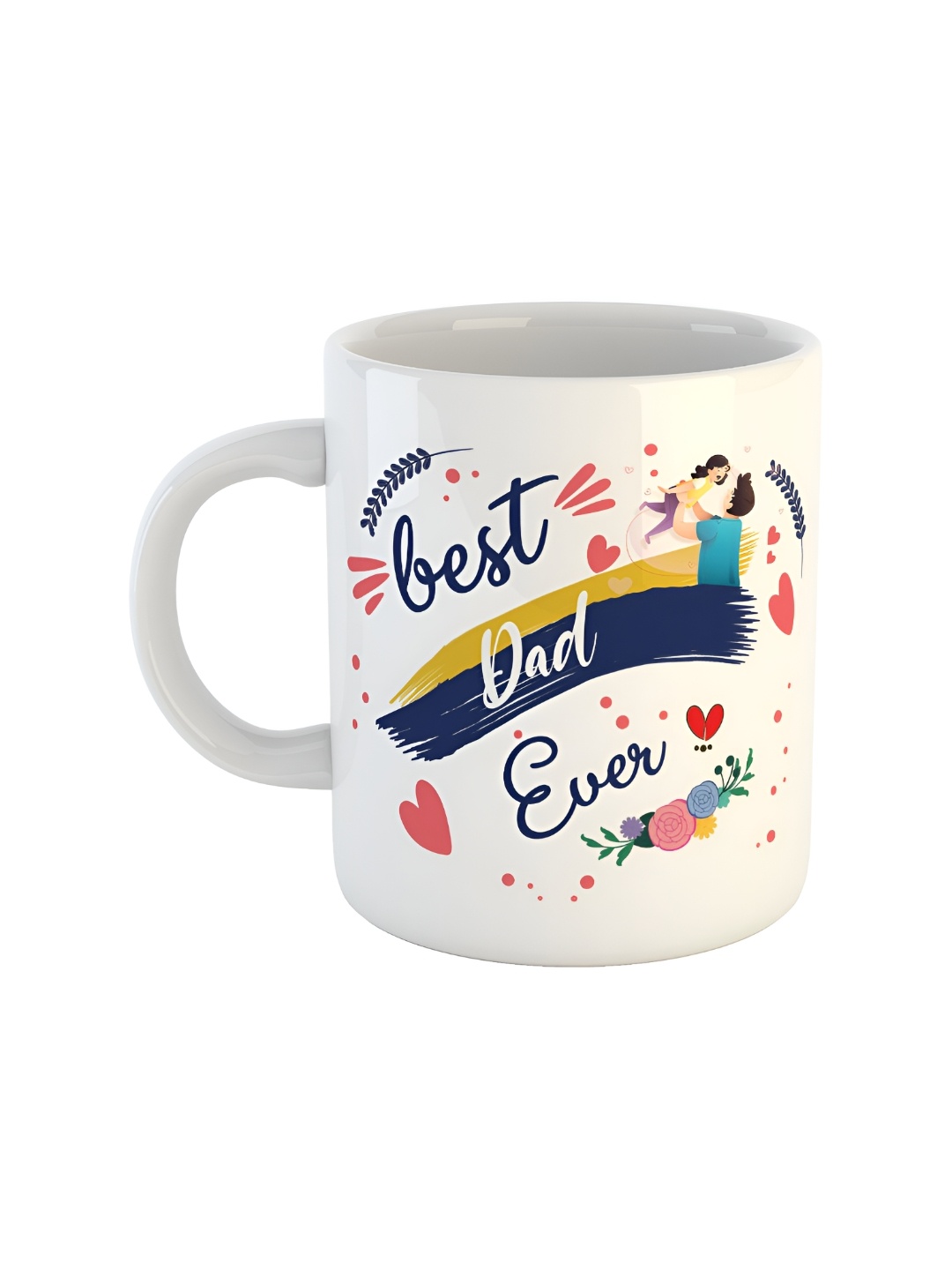 ARTBUG White & Blue Printed Ceramic Glossy Mug 350 ml