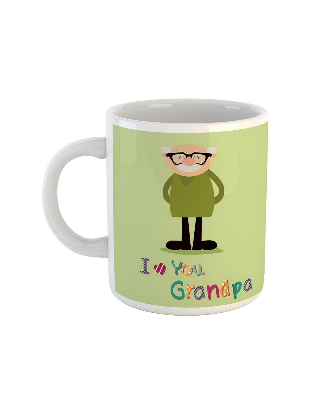 

ARTBUG White & Green Printed Ceramic Glossy Mug 350 ml