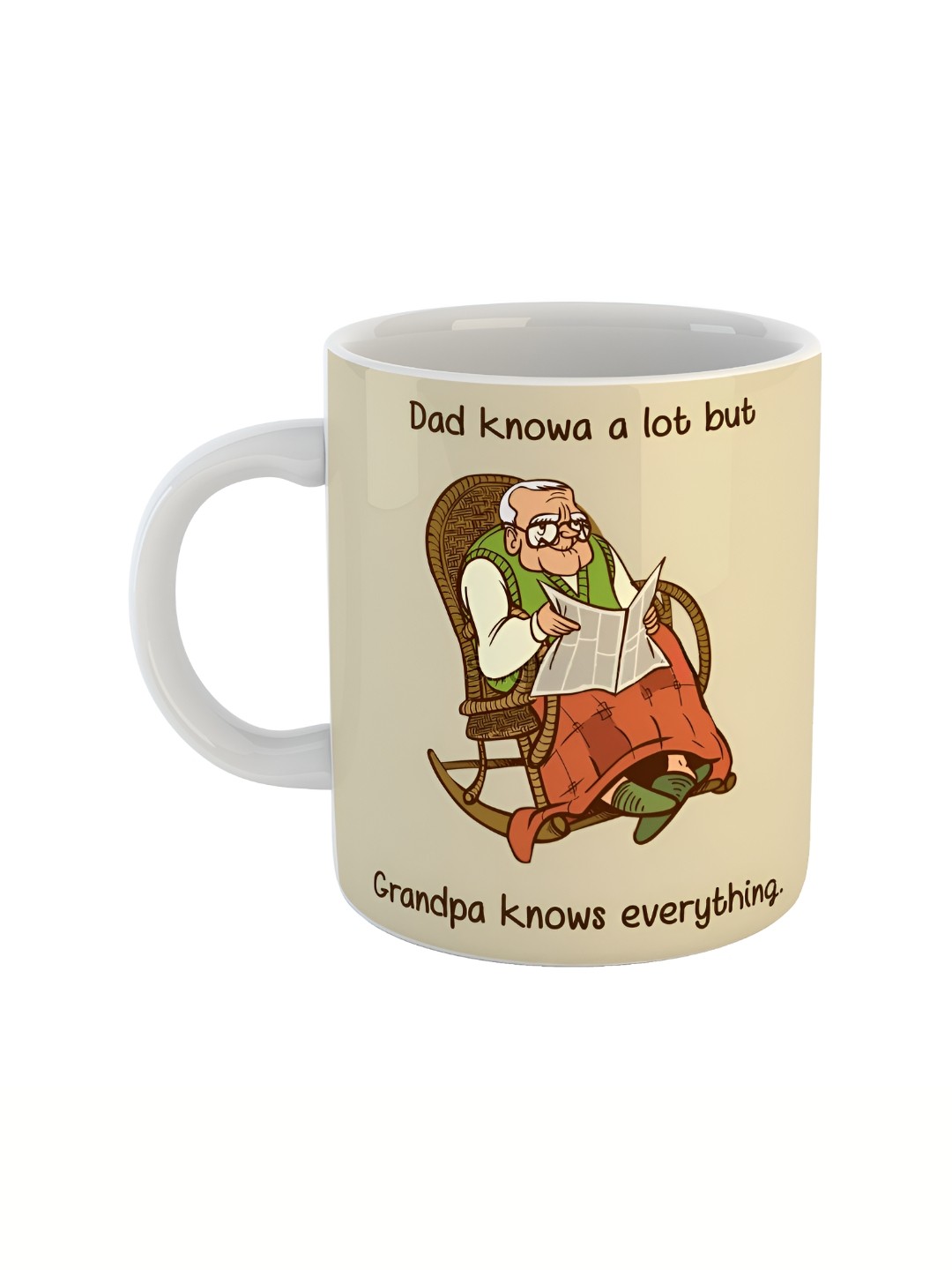 

ARTBUG White & Beige Graphic Printed Ceramic Glossy Mug 350 ml