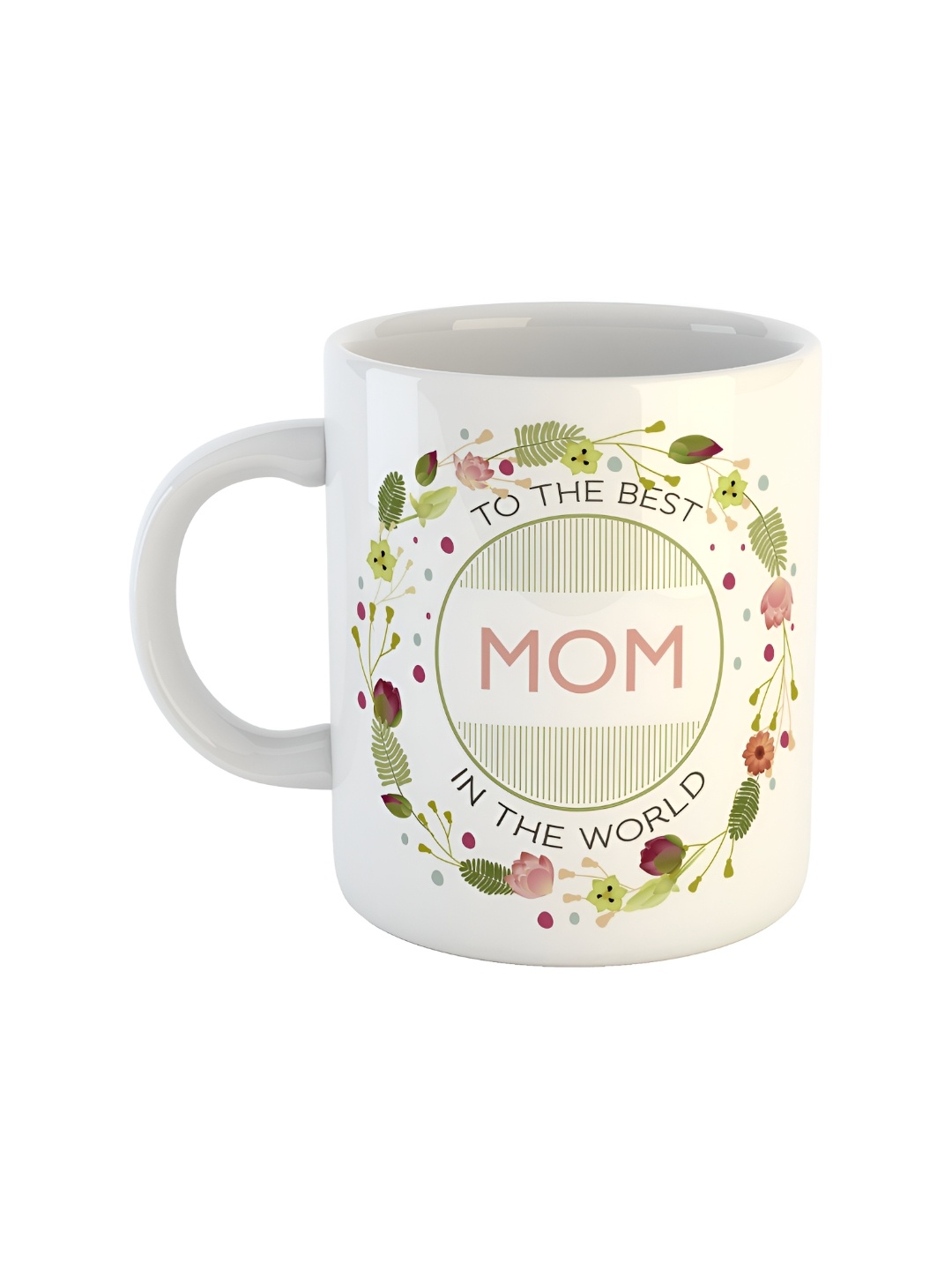 

ARTBUG White & Green Printed Ceramic Glossy Microwave Safe Mug 350ml