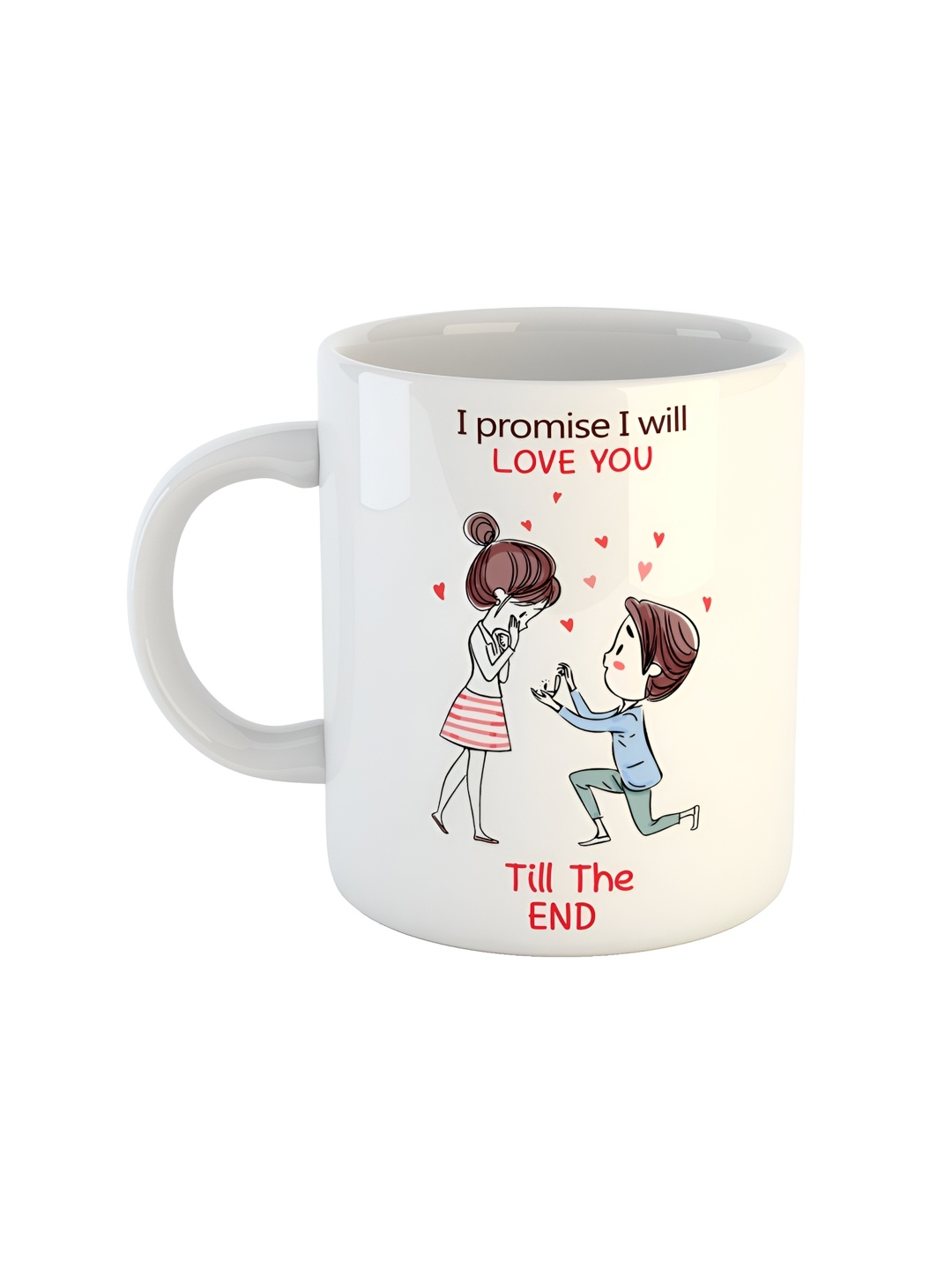 ARTBUG White & Red Printed Ceramic Glossy Mug 350ml