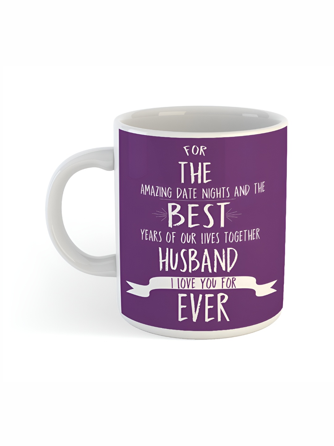 

ARTBUG White & Purple Text Or Slogans Printed Ceramic Glossy Mug 350ml