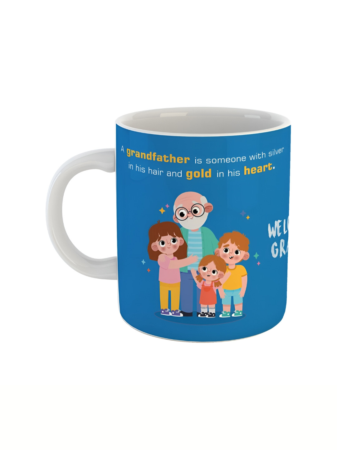 

ARTBUG White & Blue Printed Ceramic Glossy Mug 350 ml
