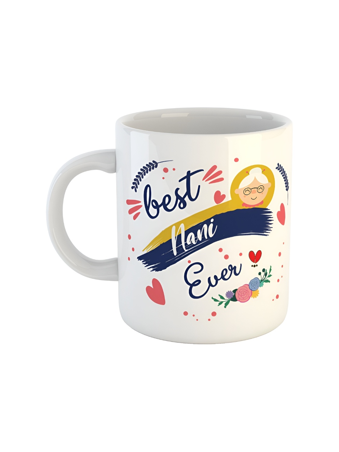 

ARTBUG White & Navy Blue Printed Ceramic Glossy Mug 330 ml