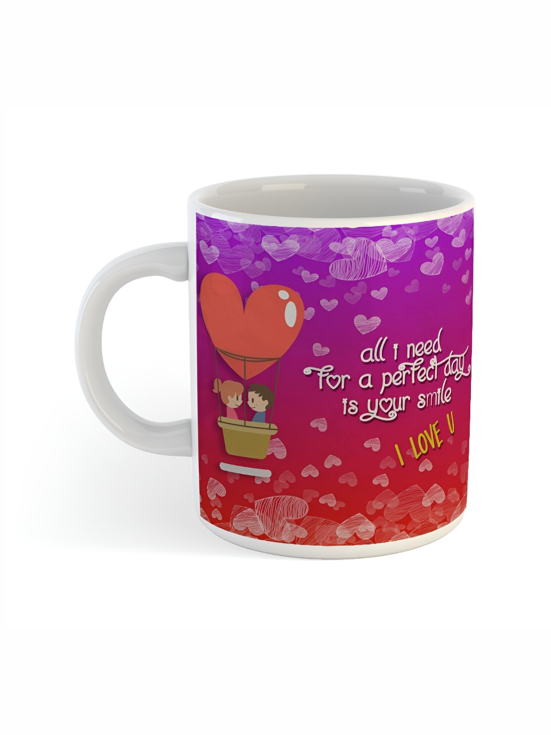 

ARTBUG White & Red Text Or Slogans Printed Ceramic Glossy Mug 350ml