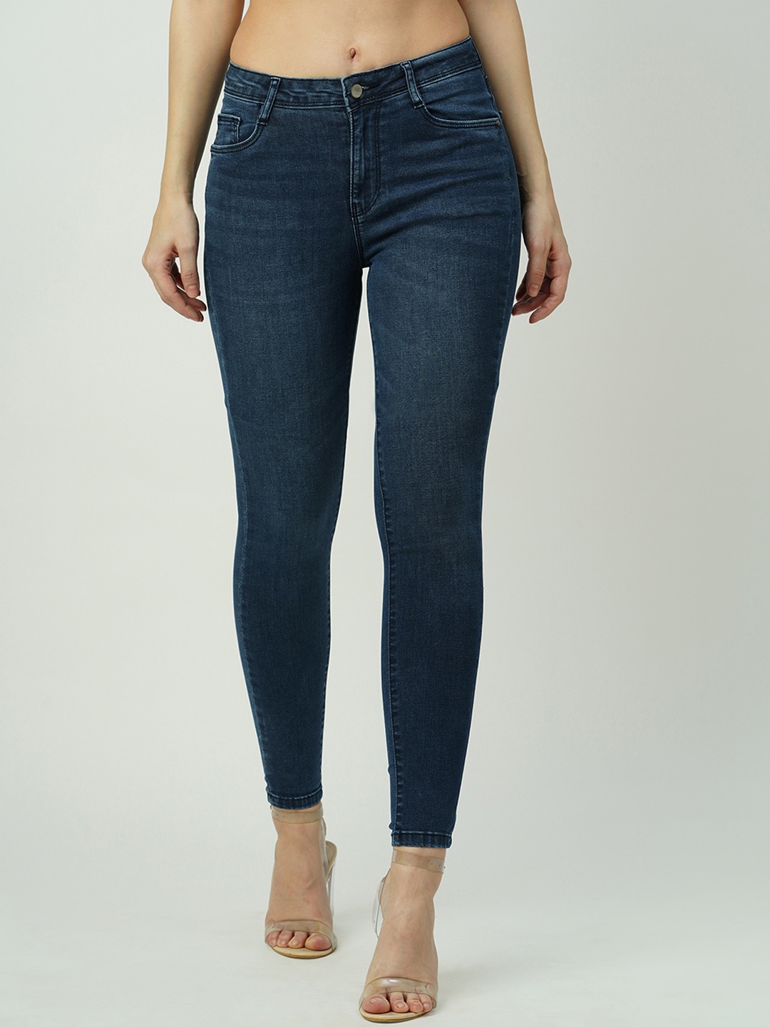 

Kraus Jeans Women Skinny Fit High-Rise Clean Look Stretchable Jeans, Blue