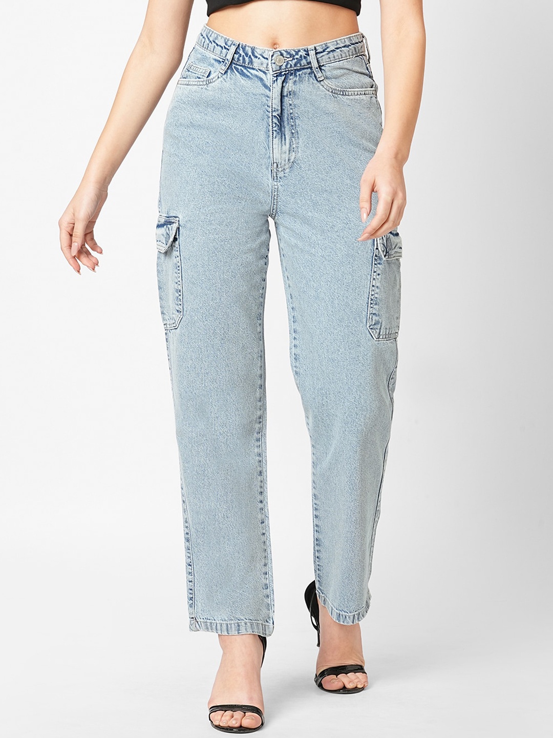 

Kraus Jeans Women Relaxed Fit High-Rise Clean Look Pure Cotton Jeans, Blue