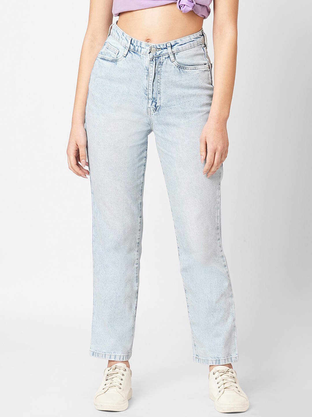 

Kraus Jeans Women Slim Fit High-Rise Heavy Fade Clean Look Cotton Jeans, Blue
