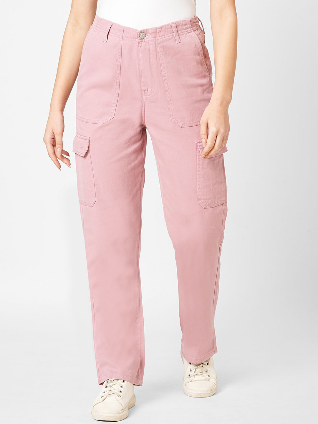 

Kraus Jeans Women Relaxed Fit High-Rise Cargo Style Jeans, Pink