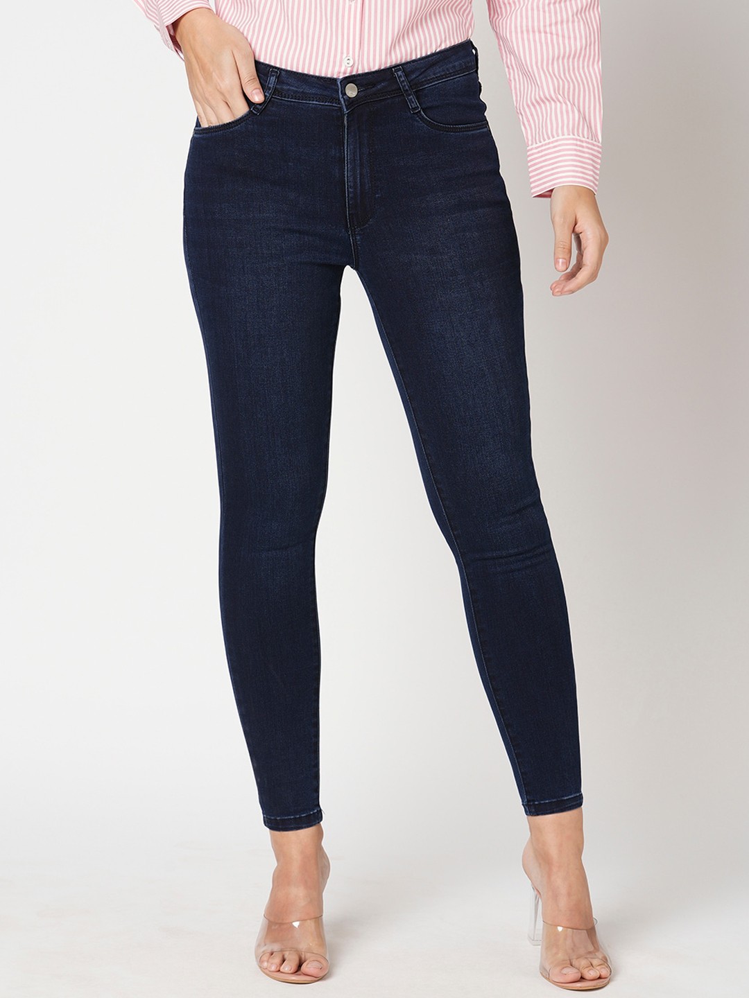 

Kraus Jeans Women Skinny Fit High-Rise Jeans, Blue