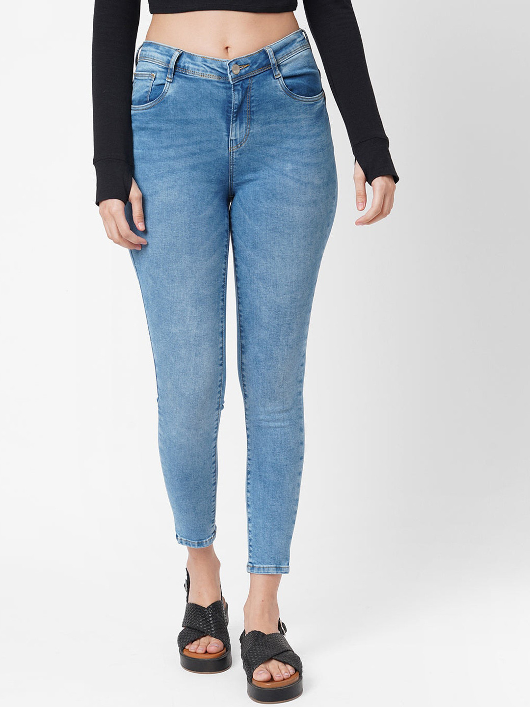 

Kraus Jeans Women Super Skinny Fit Light Fade Stretchable Jeans, Blue