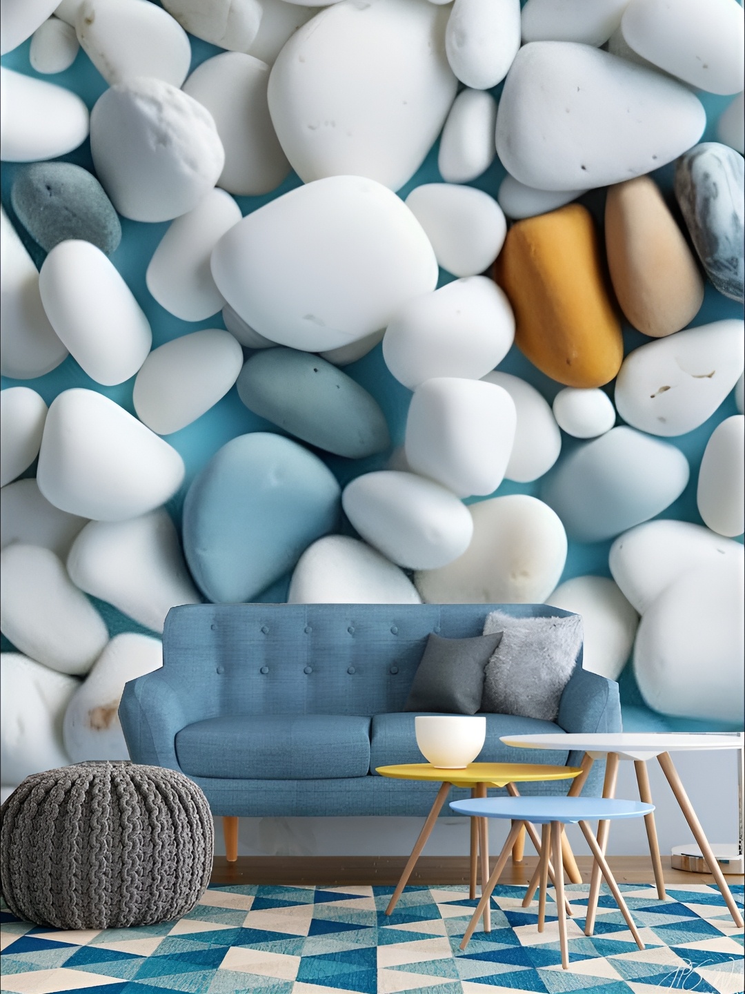 

KSHIRSA Blue Abstract Self Adhesive Wall Paper