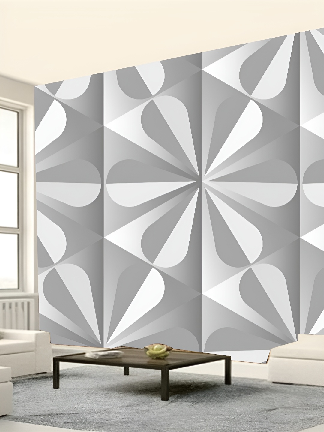 

KSHIRSA White Abstract Self Adhesive Wall Paper