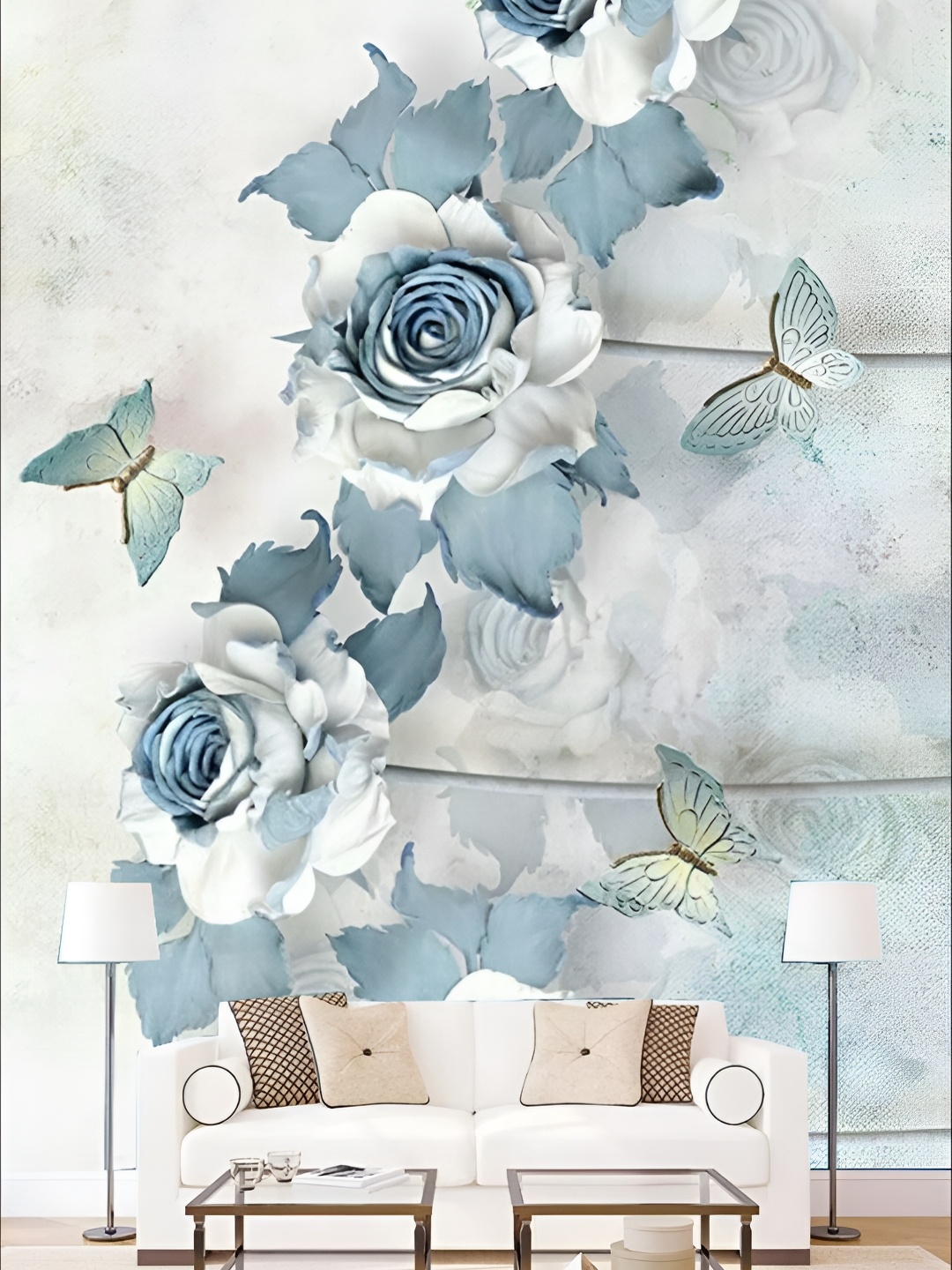 

KSHIRSA White Floral Self Adhesive Wall Paper