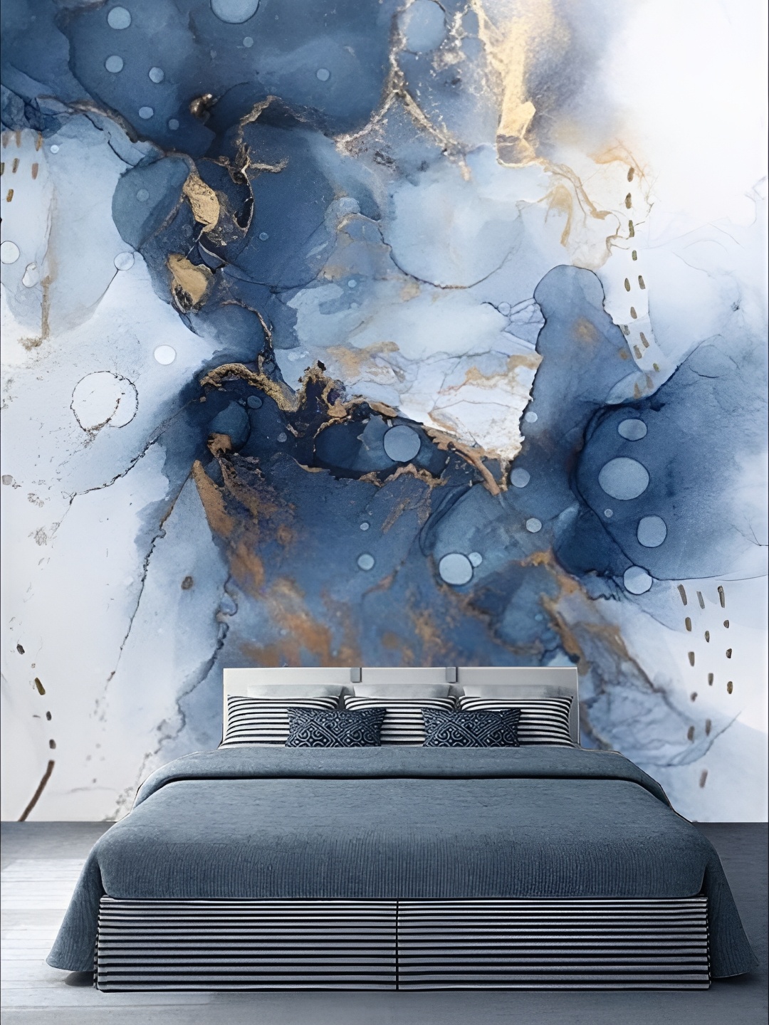 

KSHIRSA Blue Abstract Self Adhesive Wall Paper