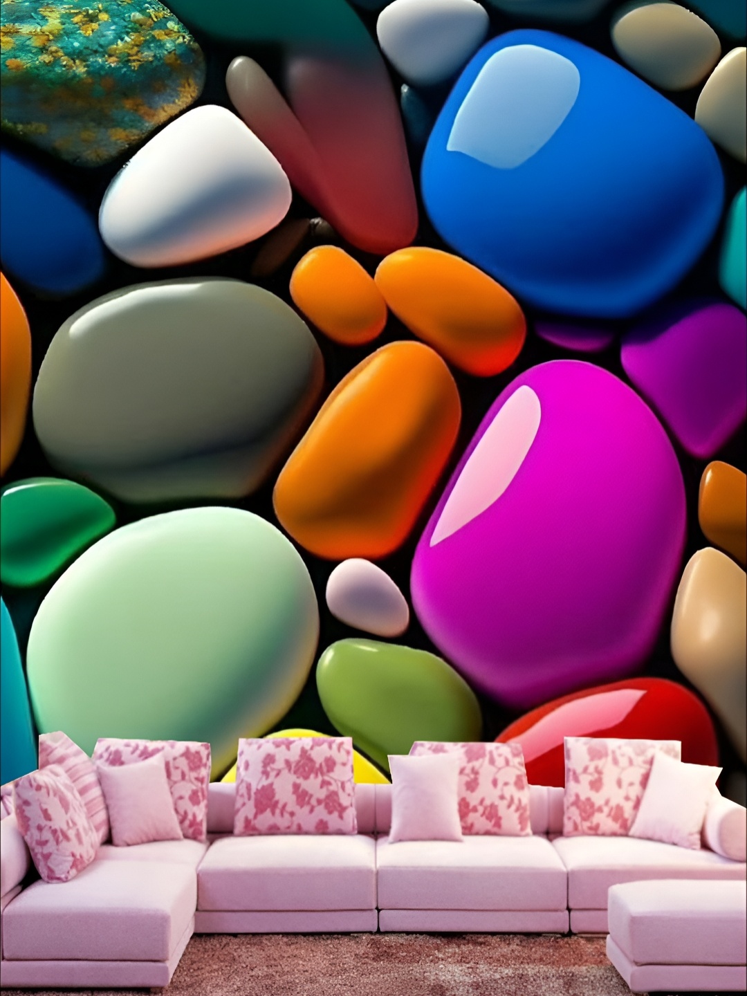 

KSHIRSA Pink & Blue Printed Self-Adhesive Wallpaper