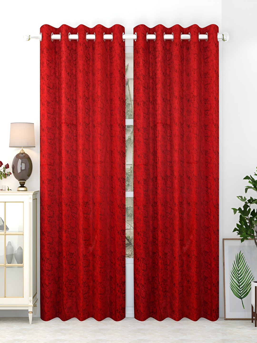 

Aura Maroon 2 Pieces Room Darkening Door Curtain