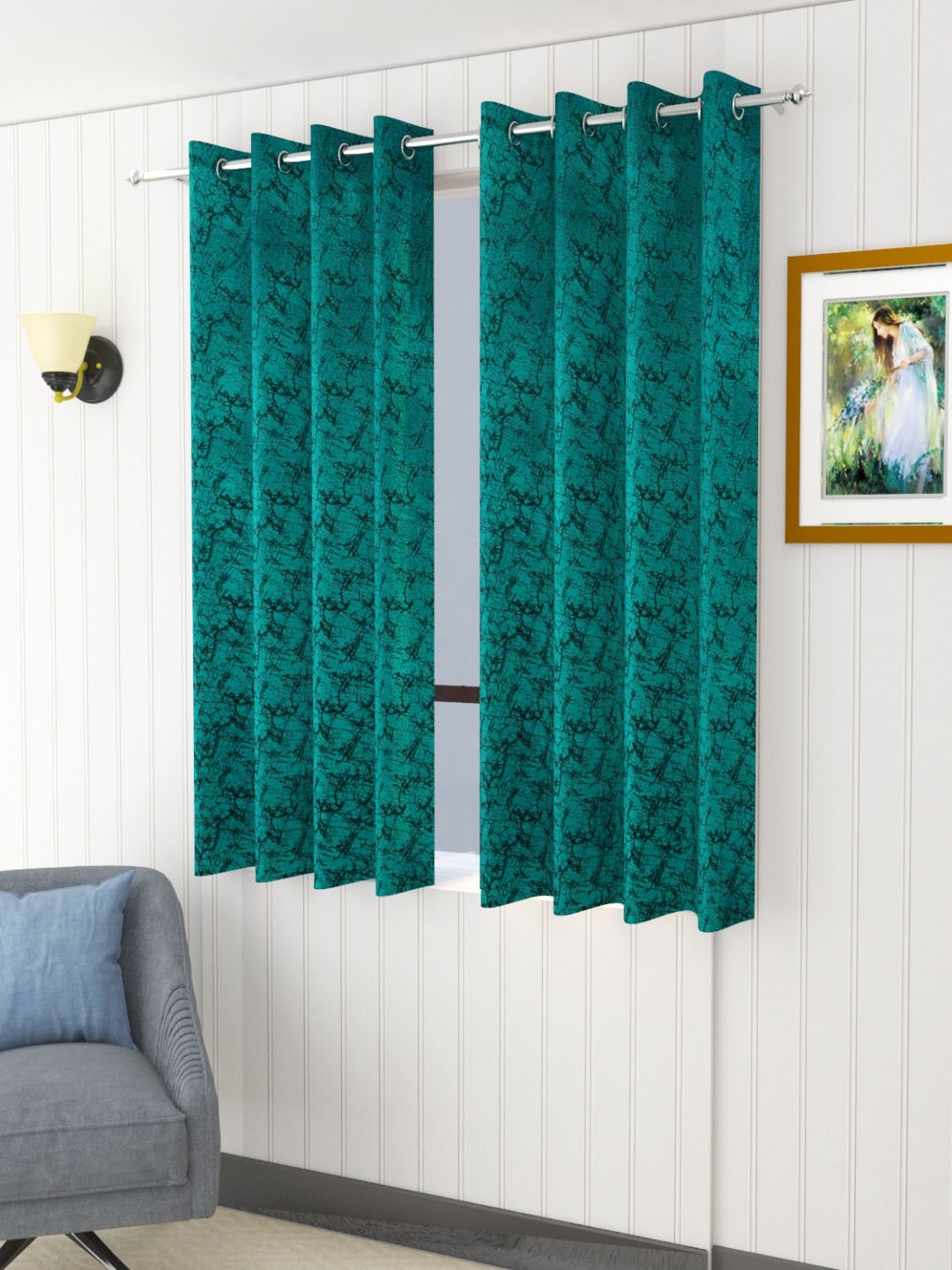 

Aura Turquoise Blue 2 Pieces Room Darkening Window Curtain