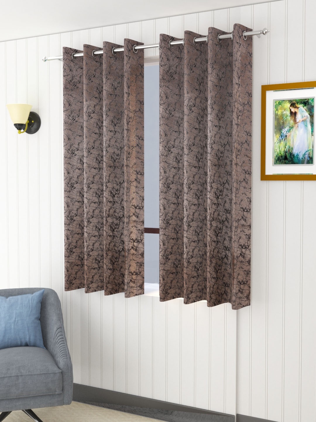 

Aura Coffee Brown 2 Pieces Room Darkening Window Curtain