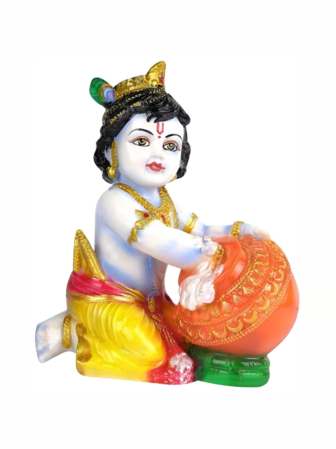 

krishnagallery1 White & Orange Religious Idol Small Showpiece