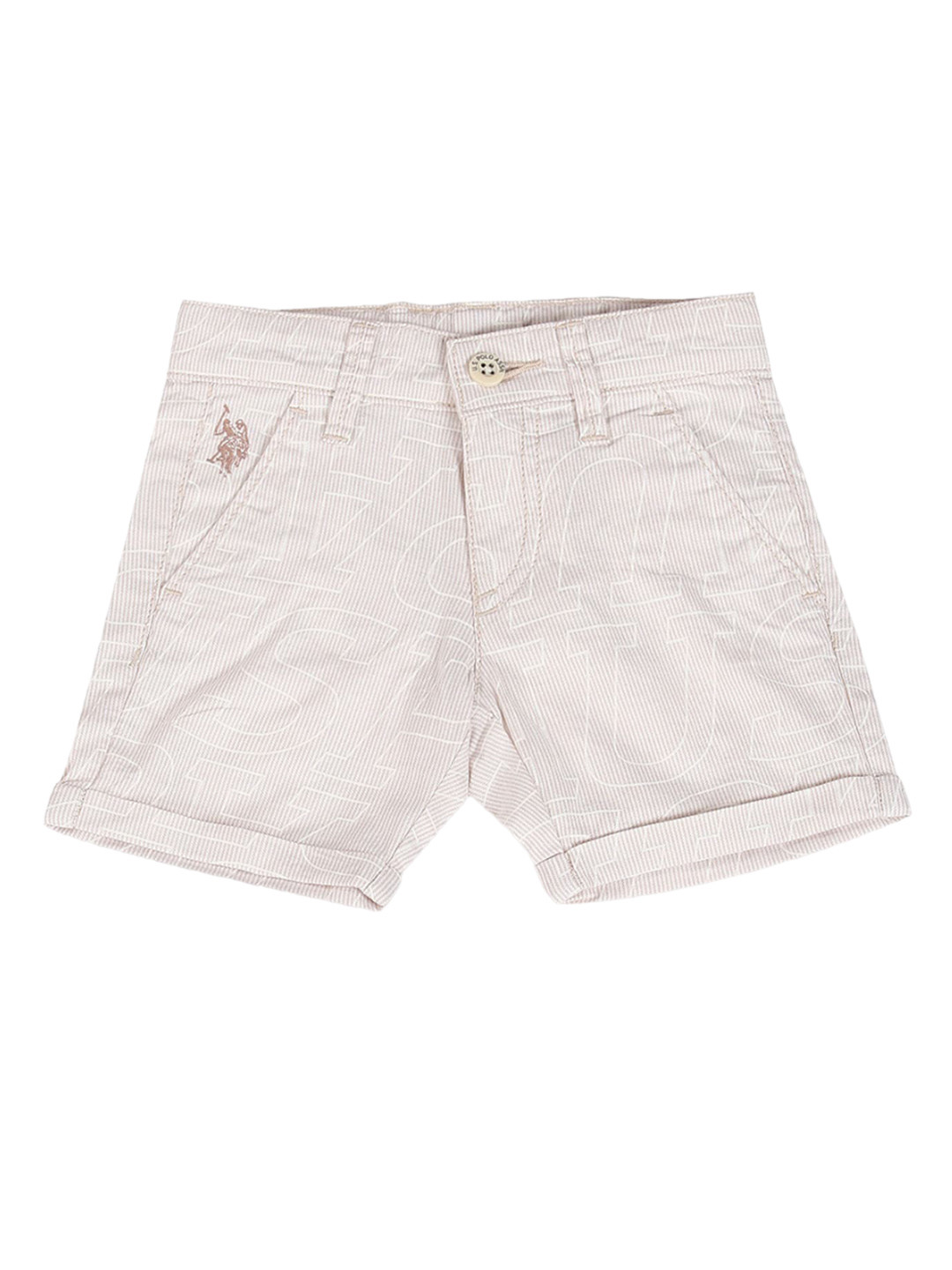 

U.S. Polo Assn. Kids Boys Mid Rise Pure Cotton Shorts, Beige