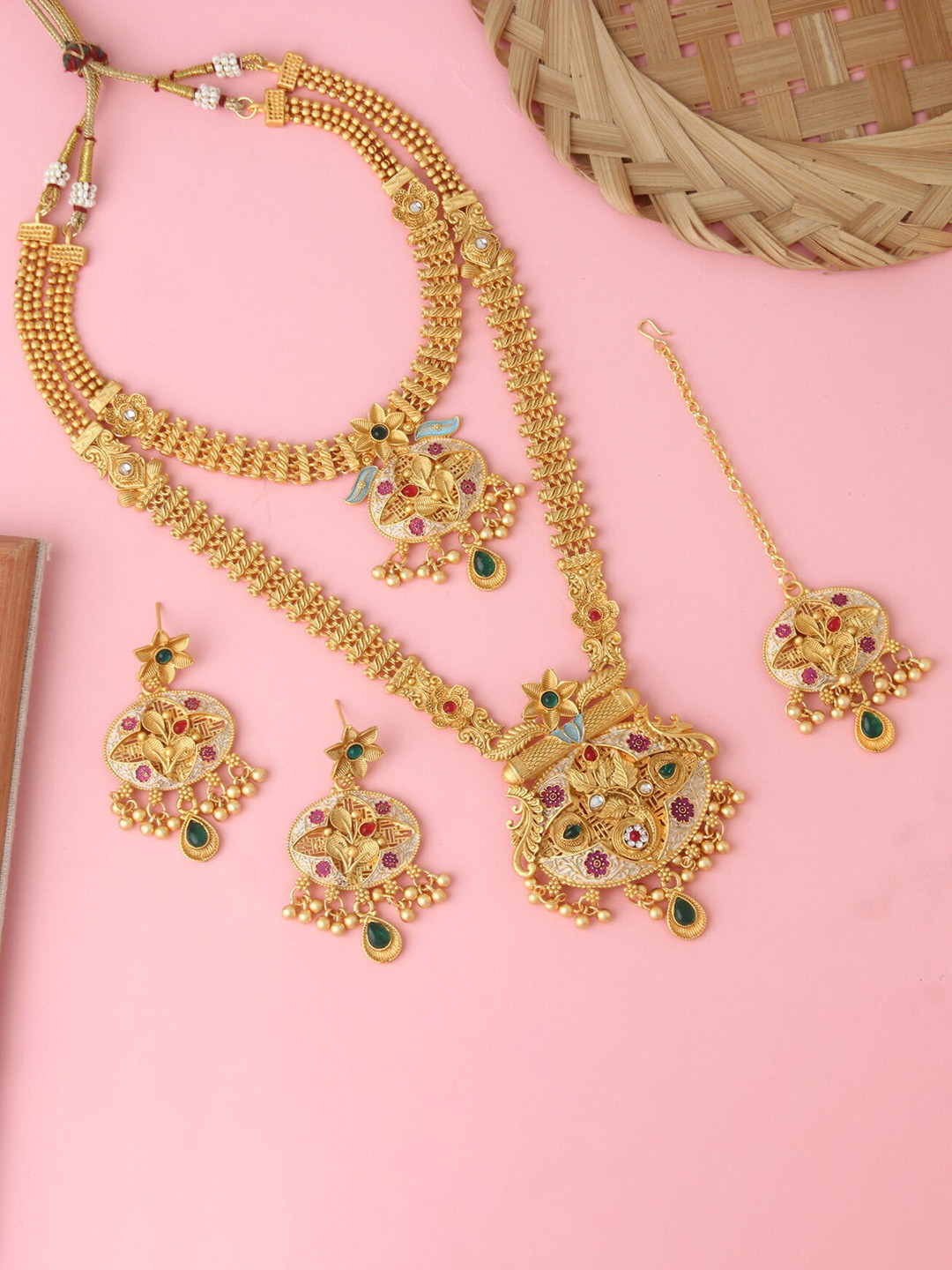 

Atasi International Gold-Plated Crystal-Studded Jewellery Set