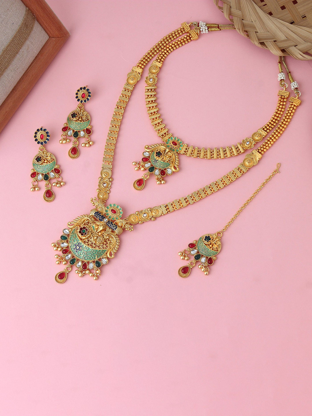 

Atasi International Gold-Plated Crystal-Studded Jewellery Set