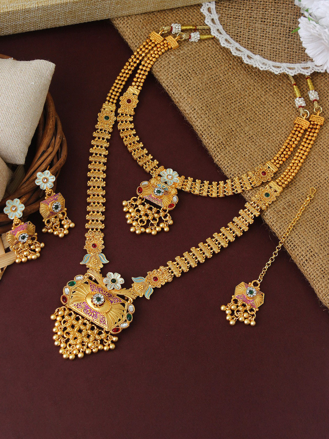 

Atasi International Gold-Plated Crystals Studded Jewellery Set