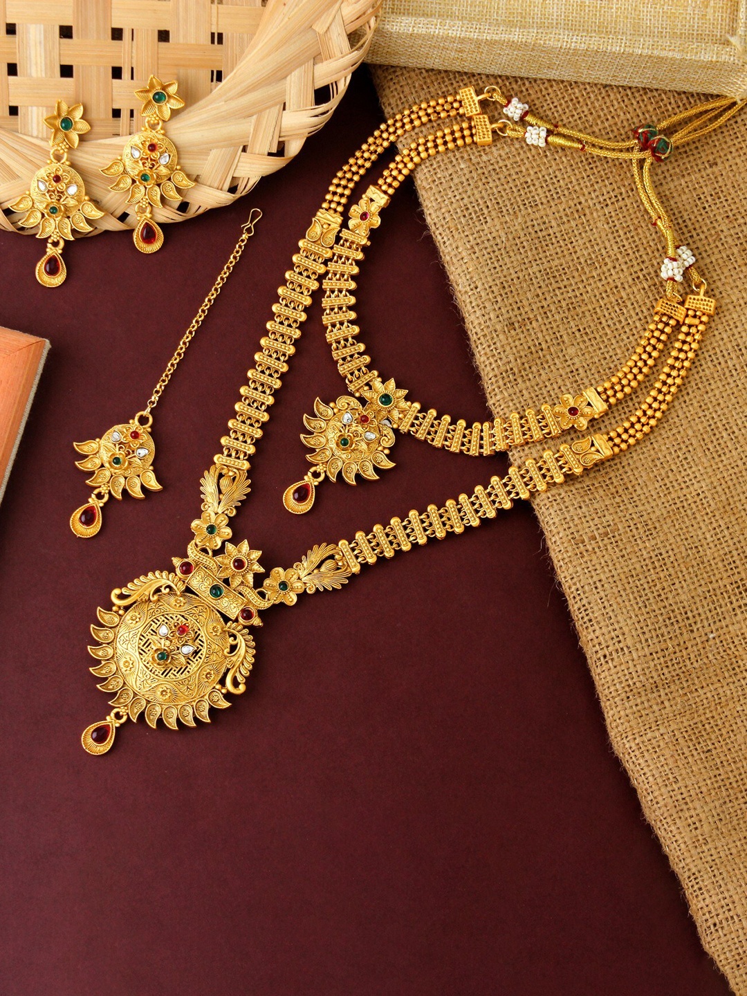 

Atasi International Gold Plated Crystal Studded Jewellery Set, Copper