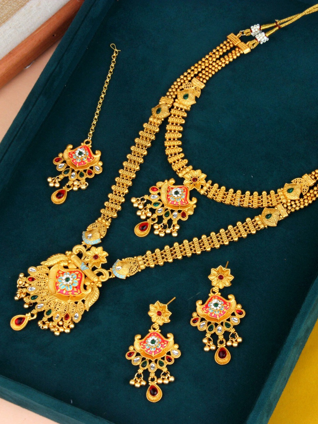 

Atasi International Gold-Plated Crystal-Studded Jewellery Set