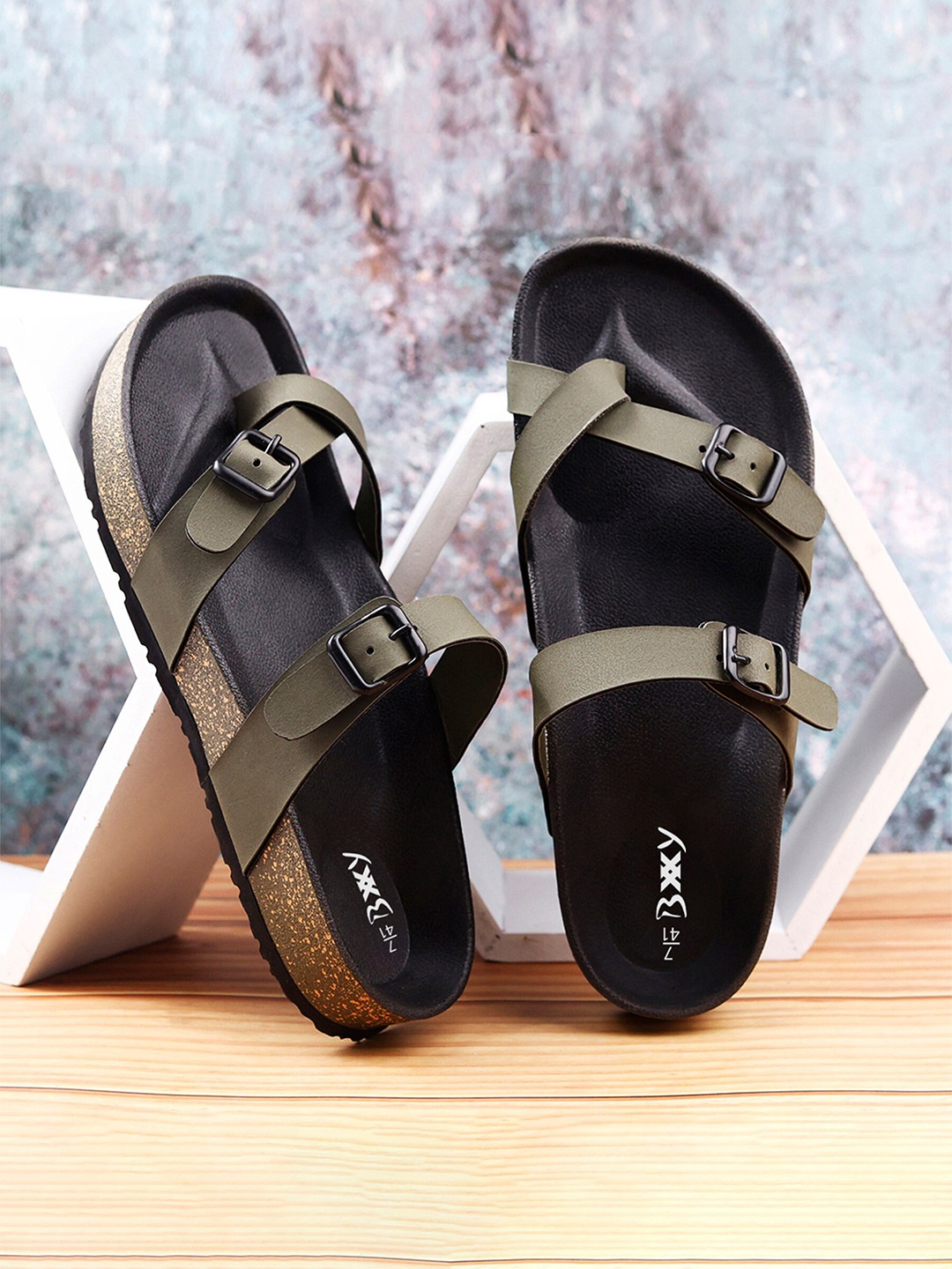 

Bxxy Men Comfort Sandals With Buckle, Green