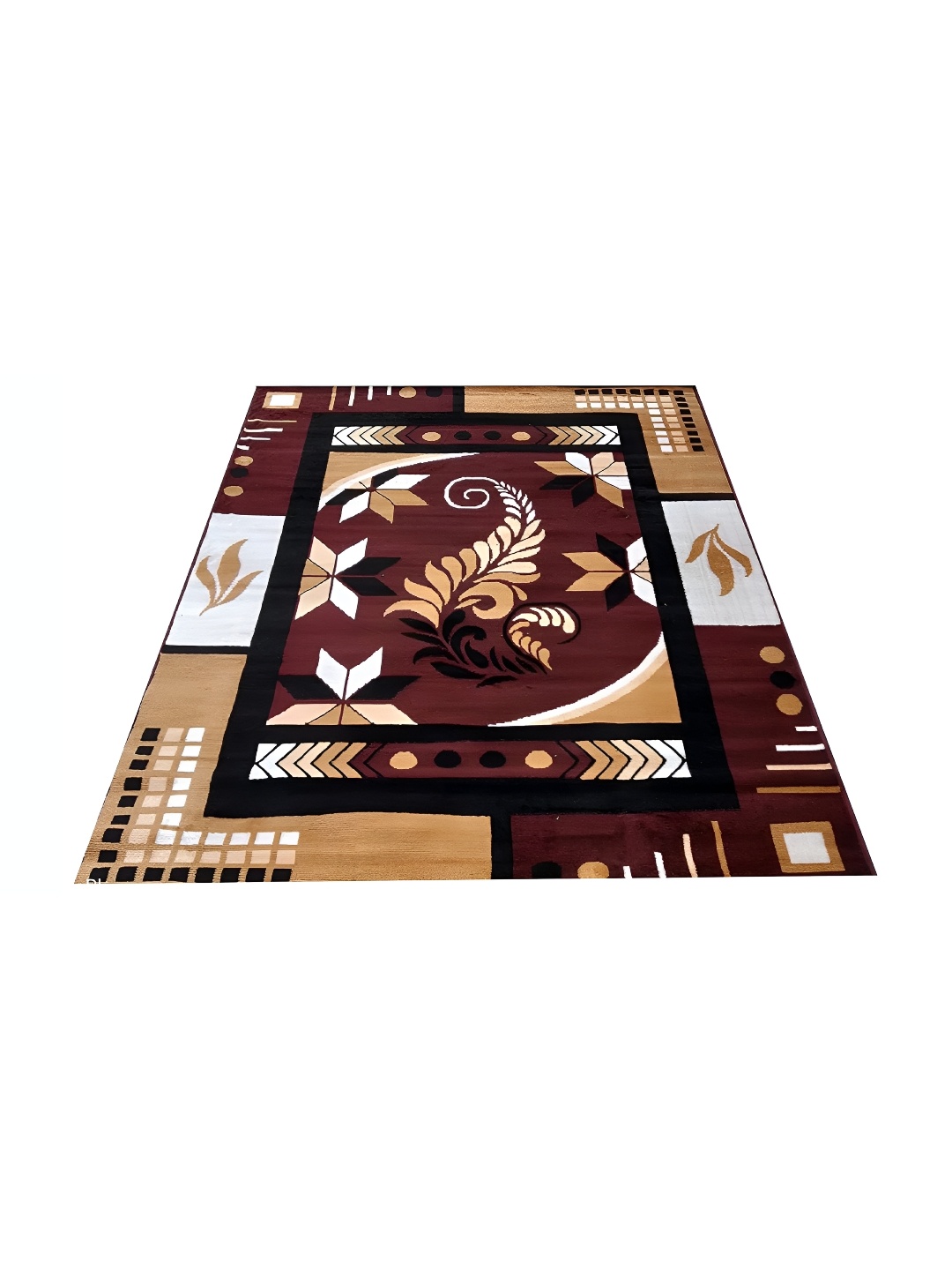 

SANA CARPET Brown & Cream Floral Anti-Skid Polyester Carpet
