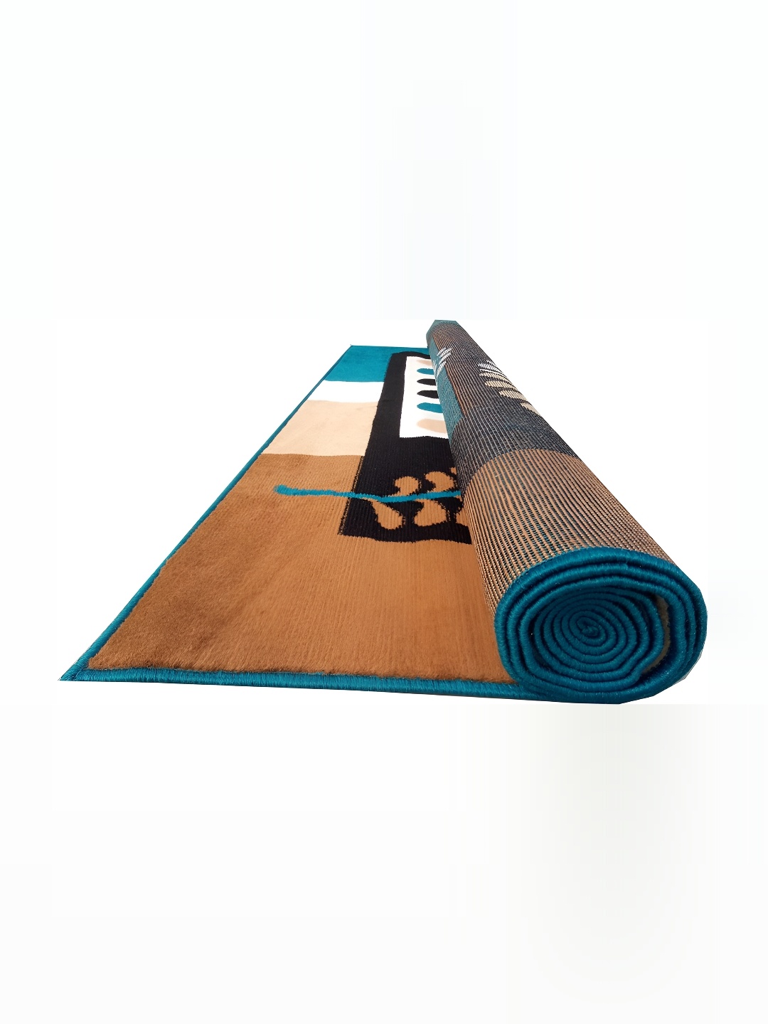 

SANA CARPET Brown & Blue Floral Anti-Skid Polyester Carpet