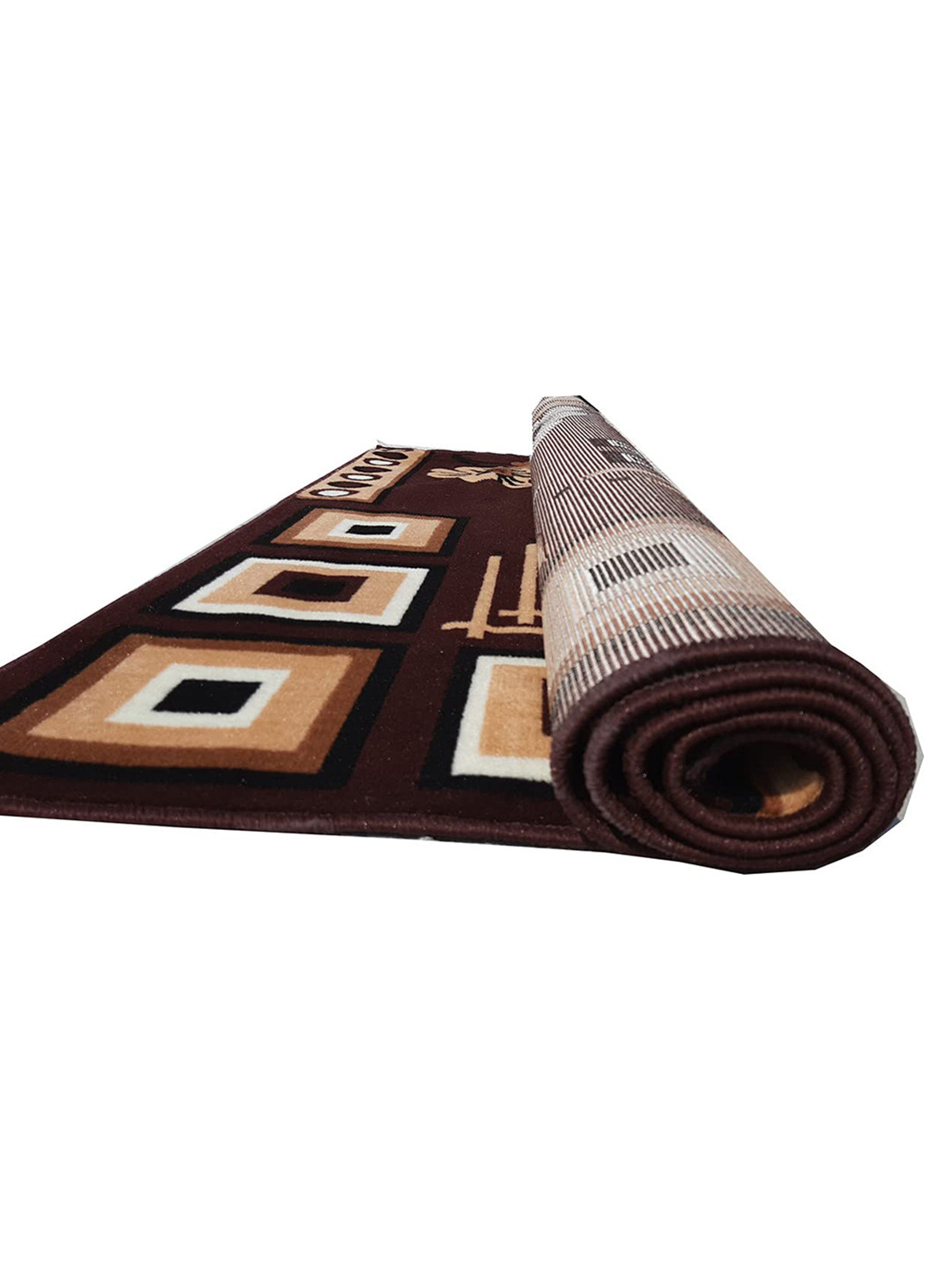 

SANA CARPET Brown & Black Floral Anti-Skid Polyester Carpet