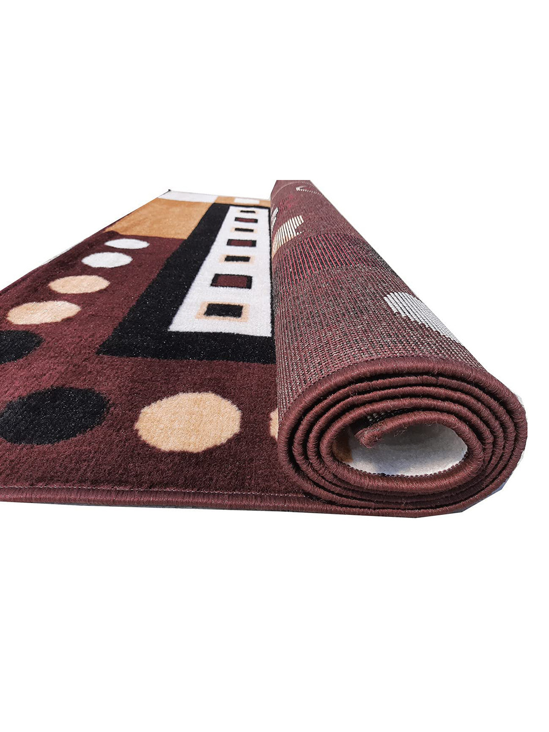 

SANA CARPET Brown & Black Floral Anti-Skid Polyester Carpet