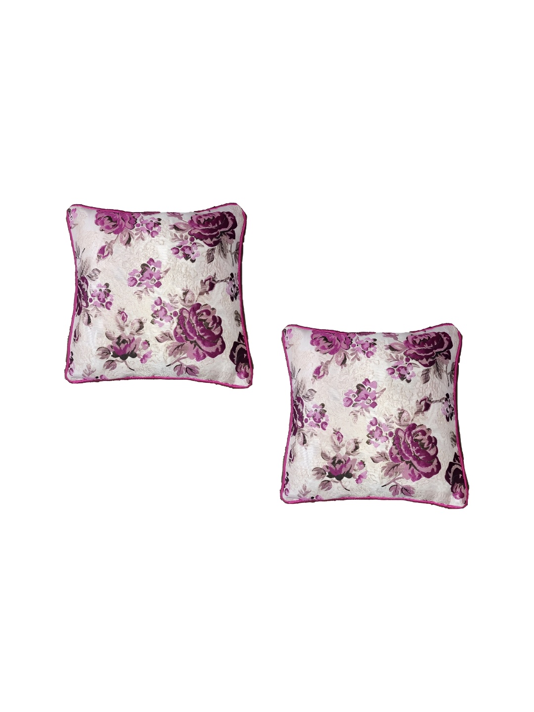 TANLOOMS Pink & Beige 2Pcs Floral Square Cushion Covers
