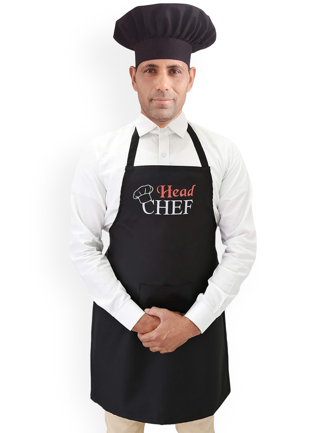 

SWITCHON Black & White 2 Pieces Printed Kitchen Apron With Cap
