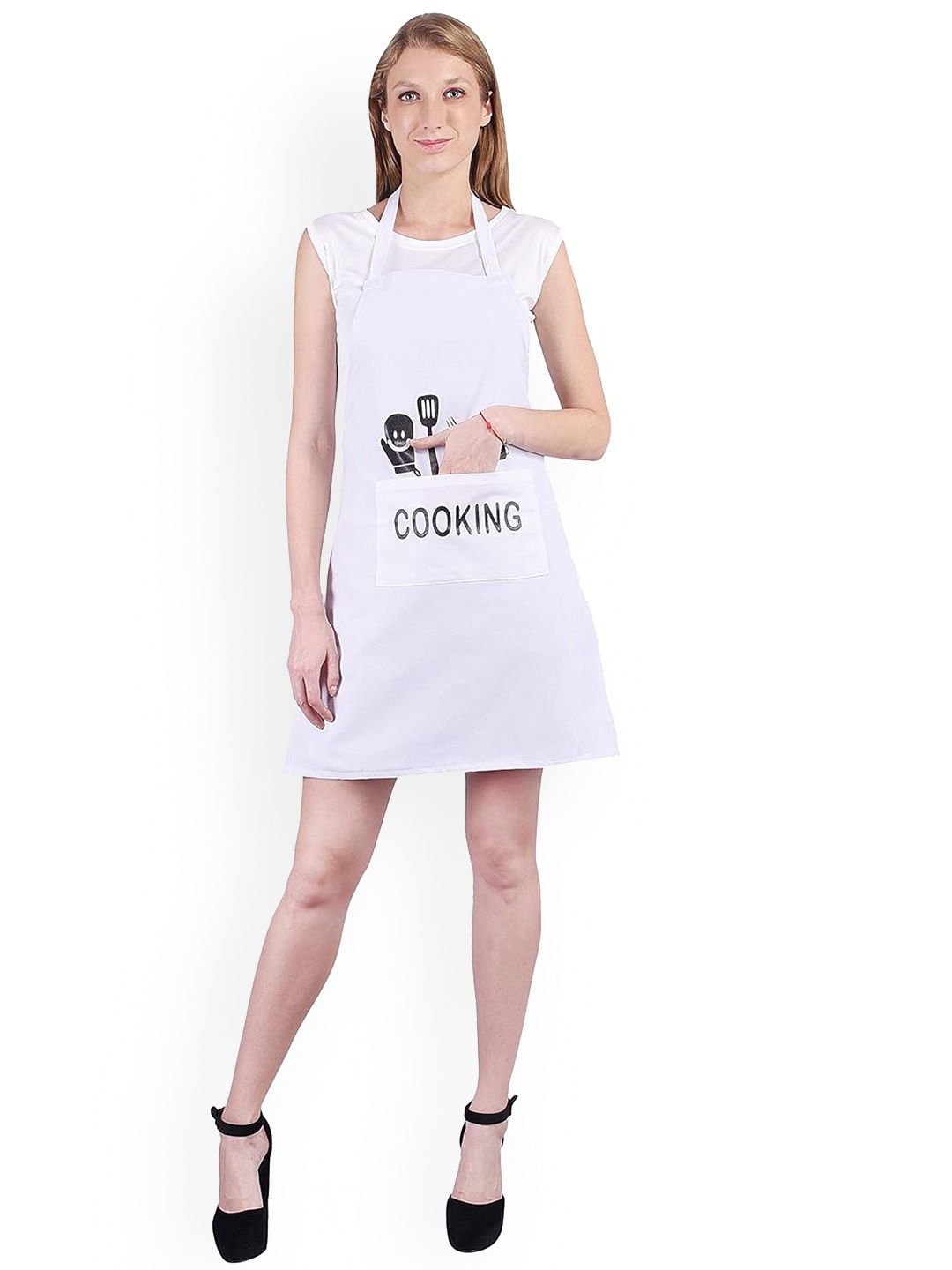 

SWITCHON White & Black Printed Kitchen Apron