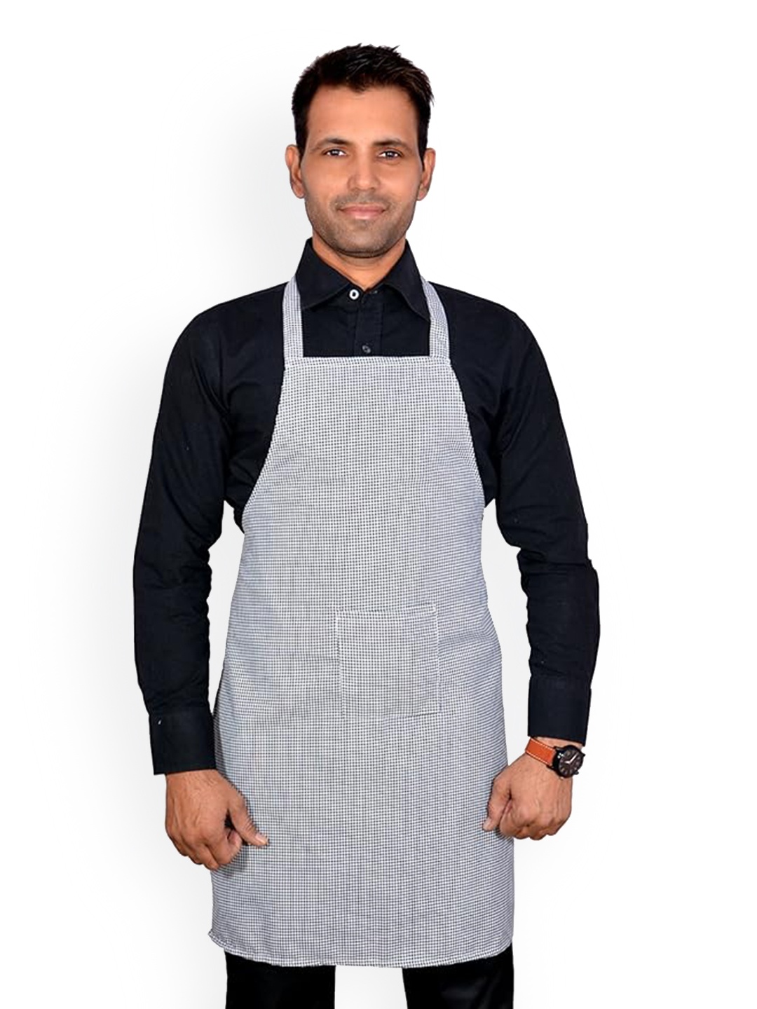 

SWITCHON Black & White Checked Kitchen Apron With Pocket