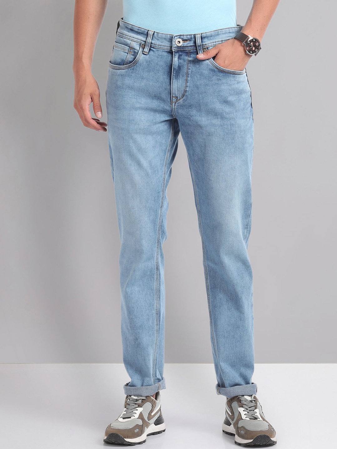 

AD By Arvind Men Slim Fit Heavy Fade Stretchable Jeans, Blue