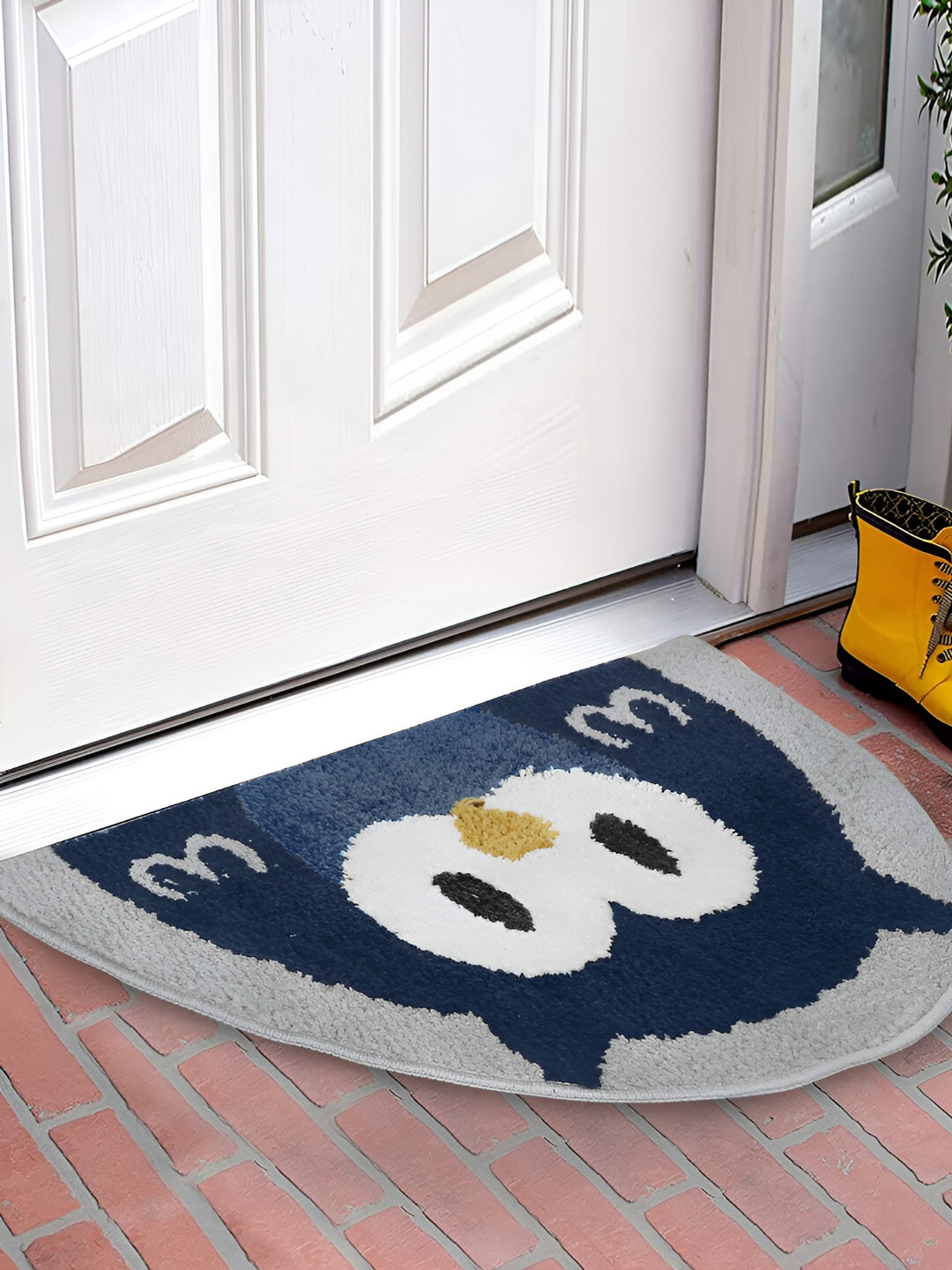 

FABINALIV Blue & Grey Cartoon Designed Anti-Skid Doormat