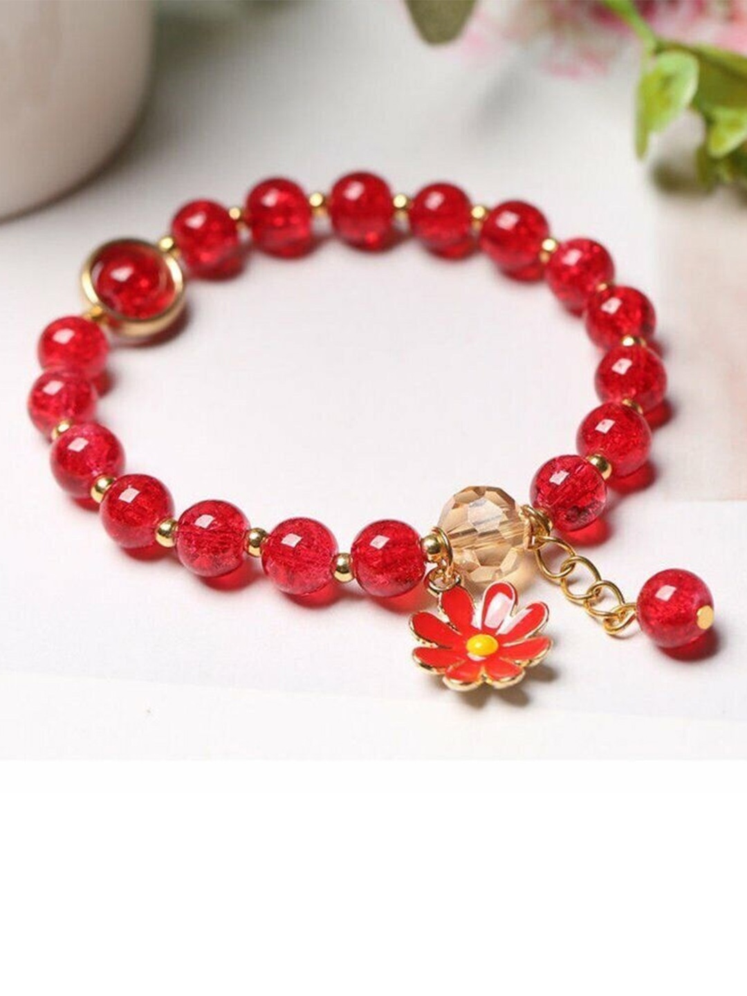 

EL REGALO Women Beaded Bracelet, Red