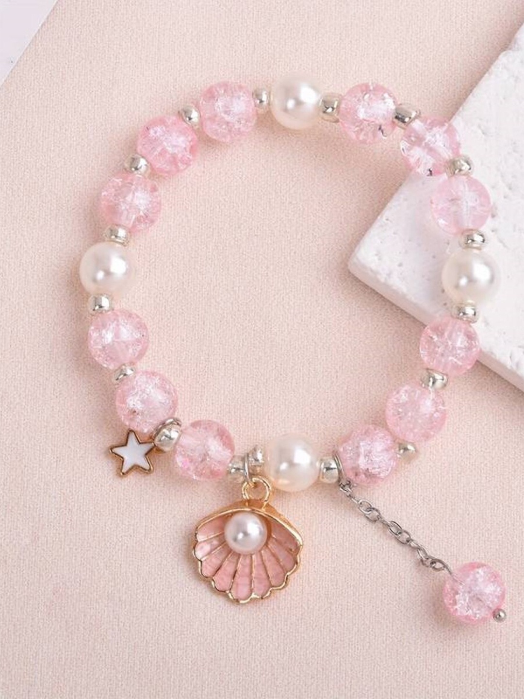 

EL REGALO Women Beaded Charm Bracelet, Pink