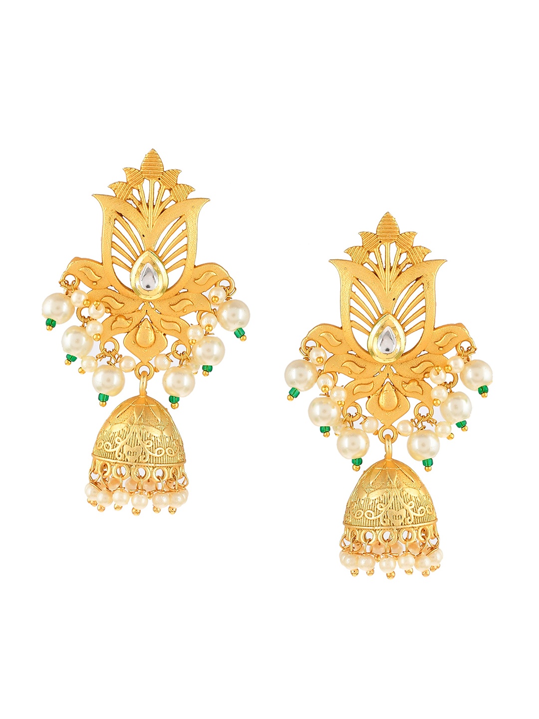 

Silvermerc Designs Gold-Plated Contemporary Jhumkas