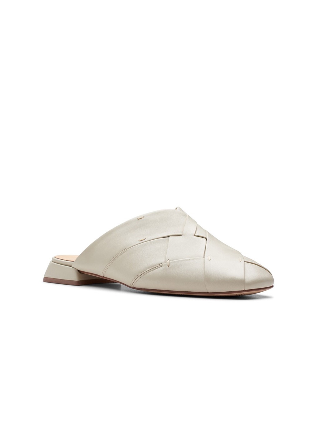 

Clarks Textured Leather Mules, Off white